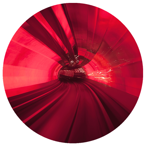 red train tunnel